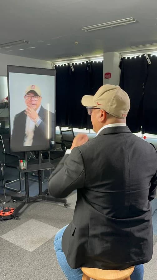 Filming a presenter on camera inside the Conex studio